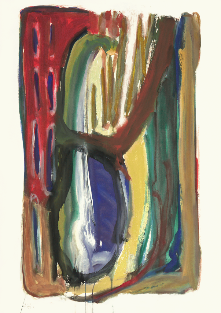 Abstract watercolor painting on paper No title gouache no. 6.130 1996 by Dutch artist Fons Heijnsbroek free download colorful art image in high resolution 1 723x1024 1