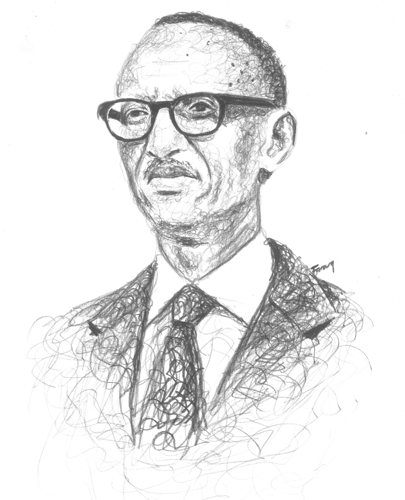 Paul Kagame illustrated for TWR by Farouq Ssebaggala