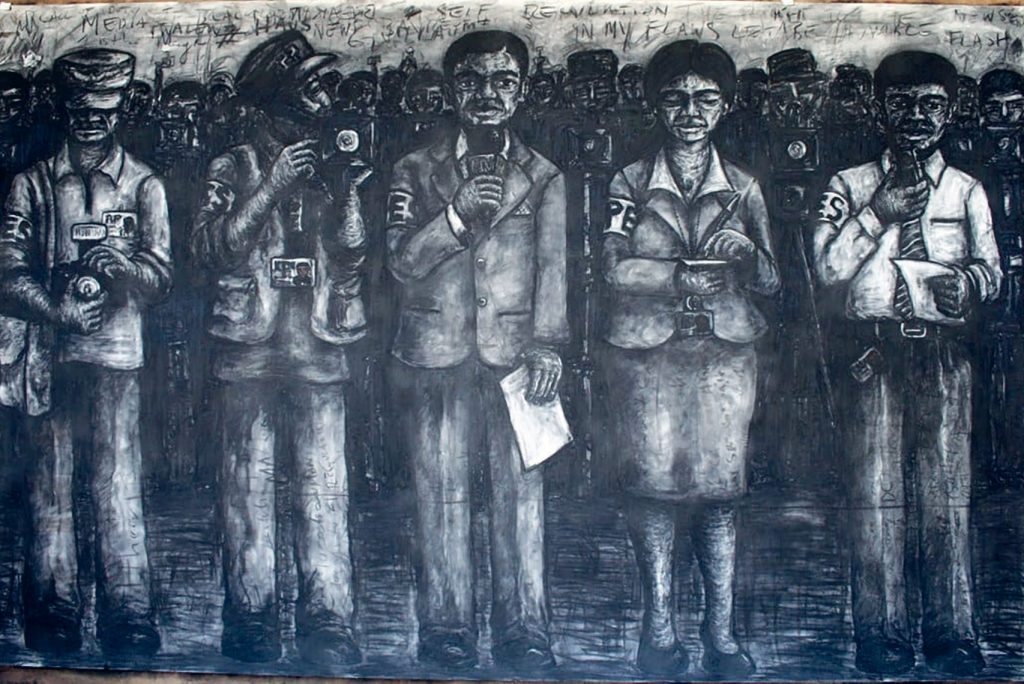Untitled The Media Sitting Allowance 2009 charcoal and soft pastel on paper