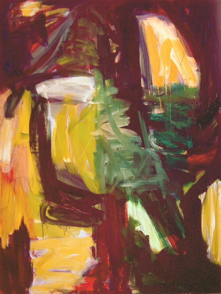 Abstract painting on canvas No title no. 4.085 made in 1998 by Fons Heijnsbroek with inspiration of a view through trees in the wood free download image of abstract art in high resolutions scaled 1