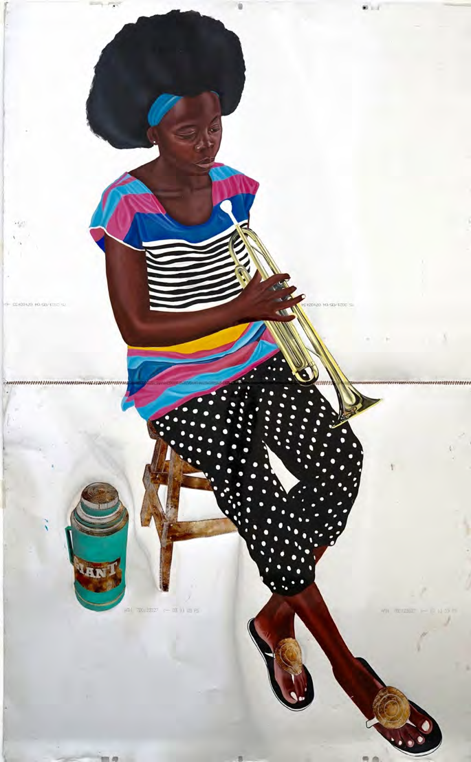 Ronald Odur, Ajwang III, 2021, oil on aluminum plate, 118 x 75 cm