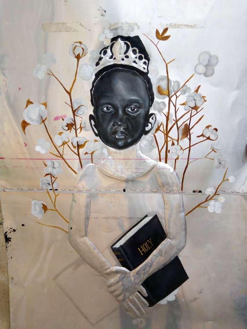 Ronald Odur, Ani Mutukilivu, 2020, oil on aluminum plate, 118 x 75 cm