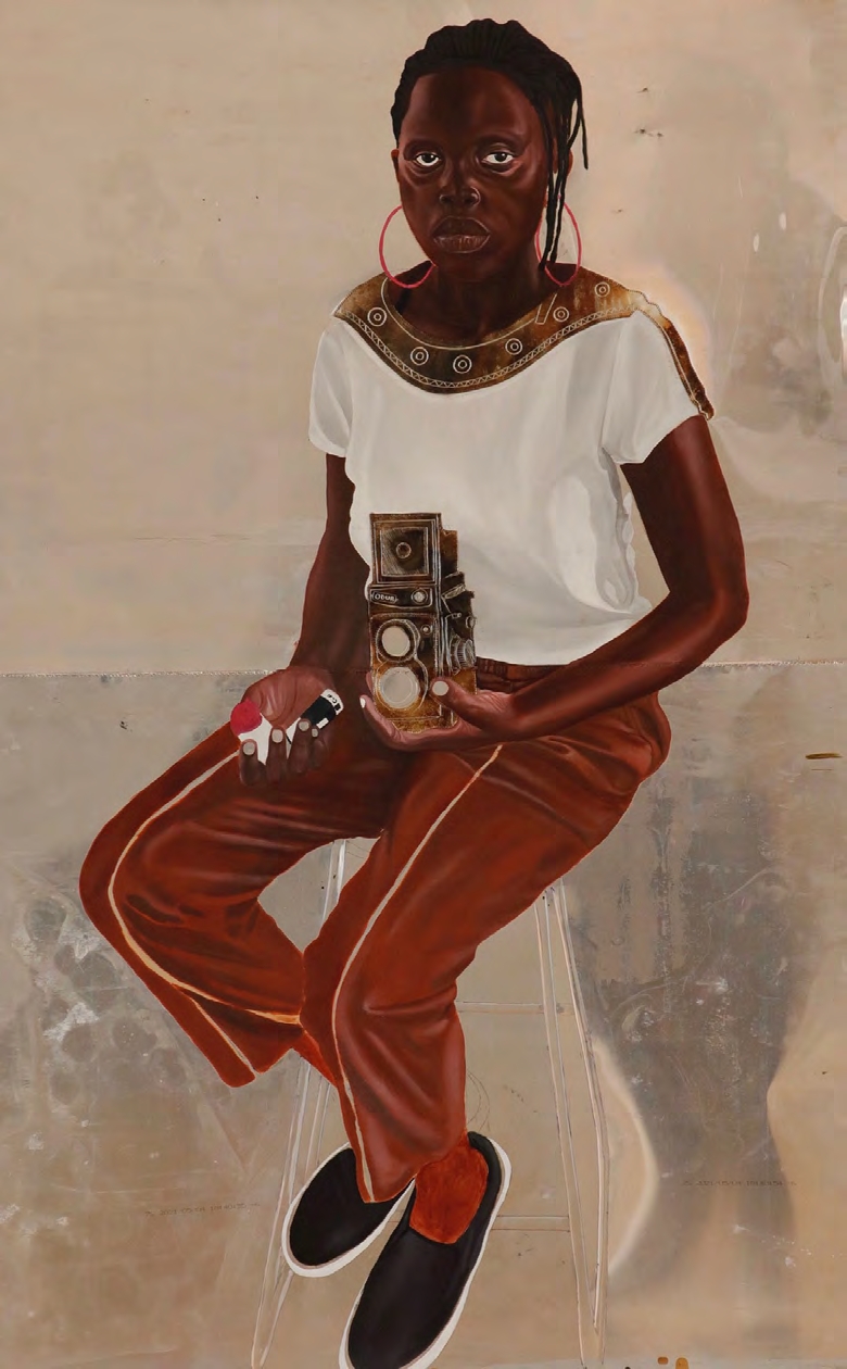 Ronald Odur, Ajwang I, 2021, oil on aluminum plate, 118 x 75 cm