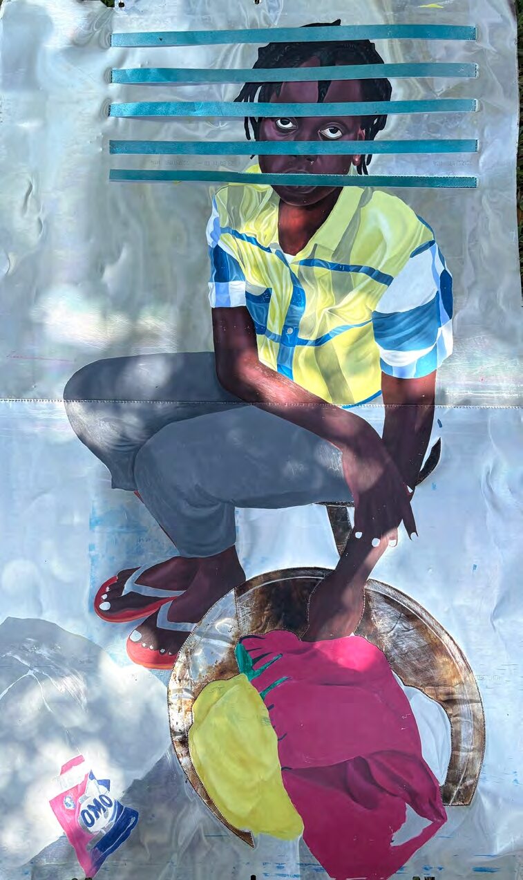 Ronald Odur, Ajwang IX, 2026, oil on aluminum plate, 118 x 75 cm