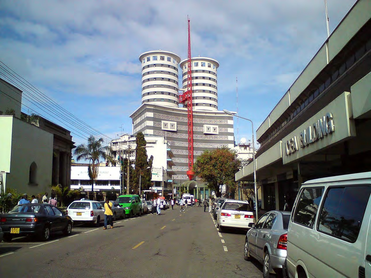A street view of Nation Center, headquarters of Nation Media Group, in Nairobi, Kenya, via Wikimedia Commons
