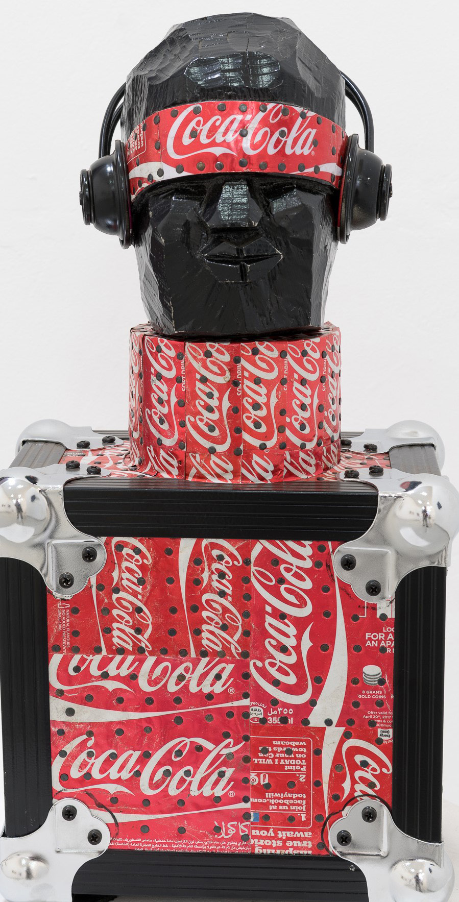15. Sculpture of a Head Made from Coca Cola Cans The Weganda Review Issue 13 Xenson, Blindfold the Nose I, 2022, mixed media, 52 x 27 x 20 cm
