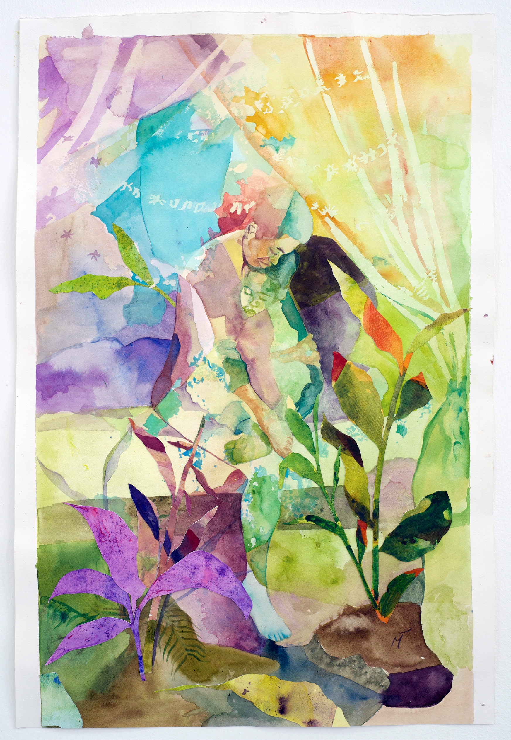 35. Watercolor of Garden Plants and Leaves The Weganda Review Issue 13 Mona Taha, Purple Rain, 2023, Graphite, gouache on paper, 110 x 150 cm