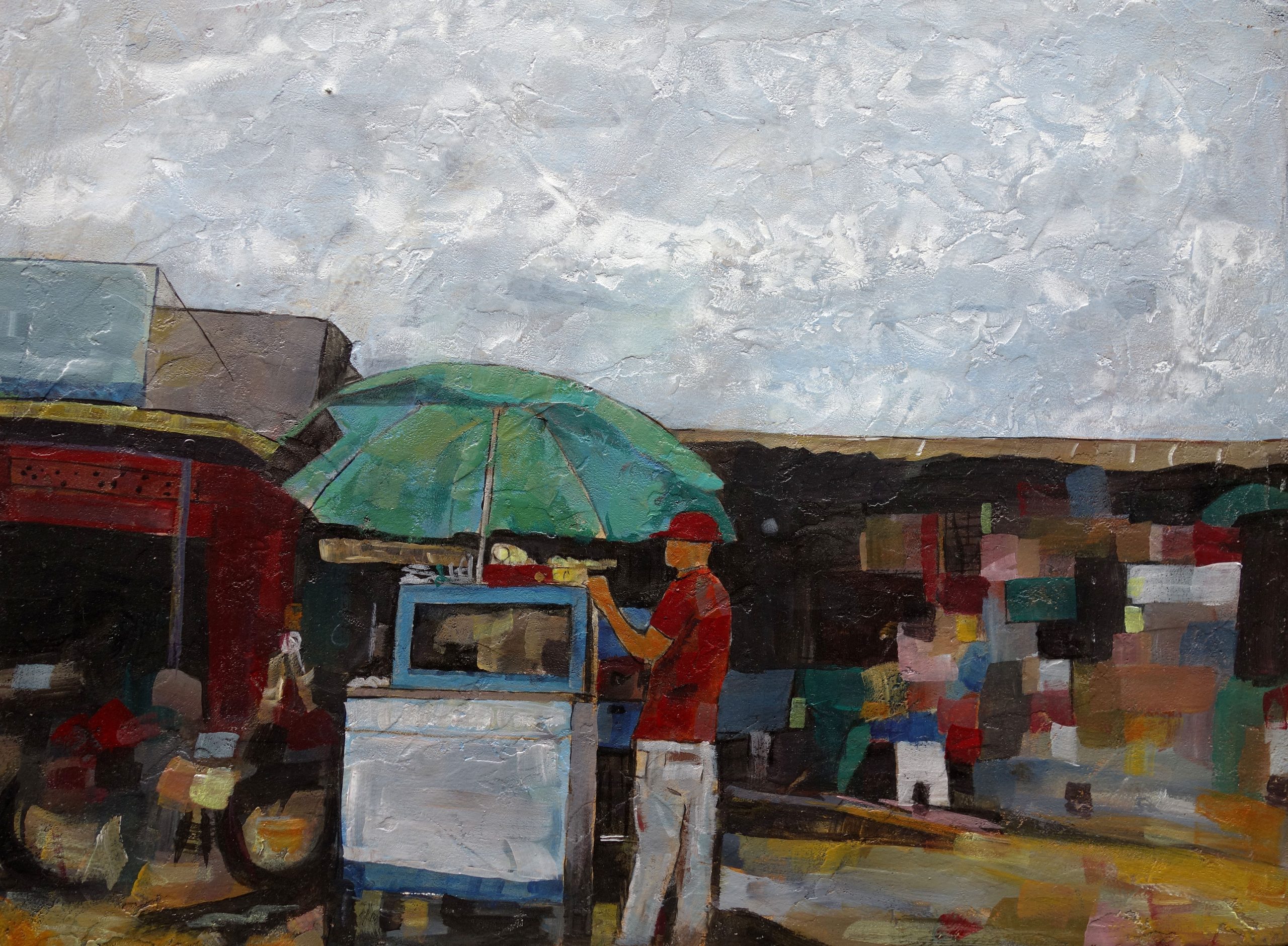 Two Eggs-One Chapati, 2019, acrylic on board, 40 x 30 cm